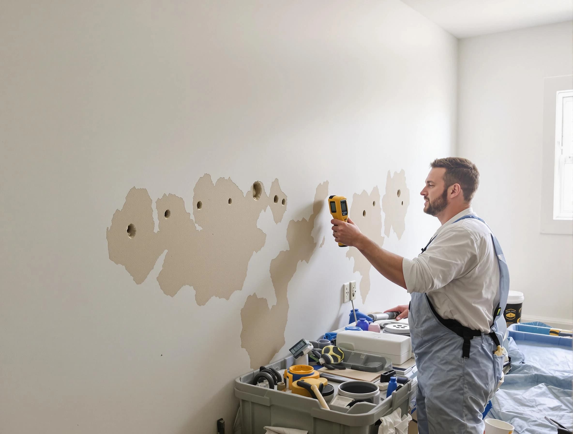 Willoughby House Painters repairing damaged drywall in Willoughby