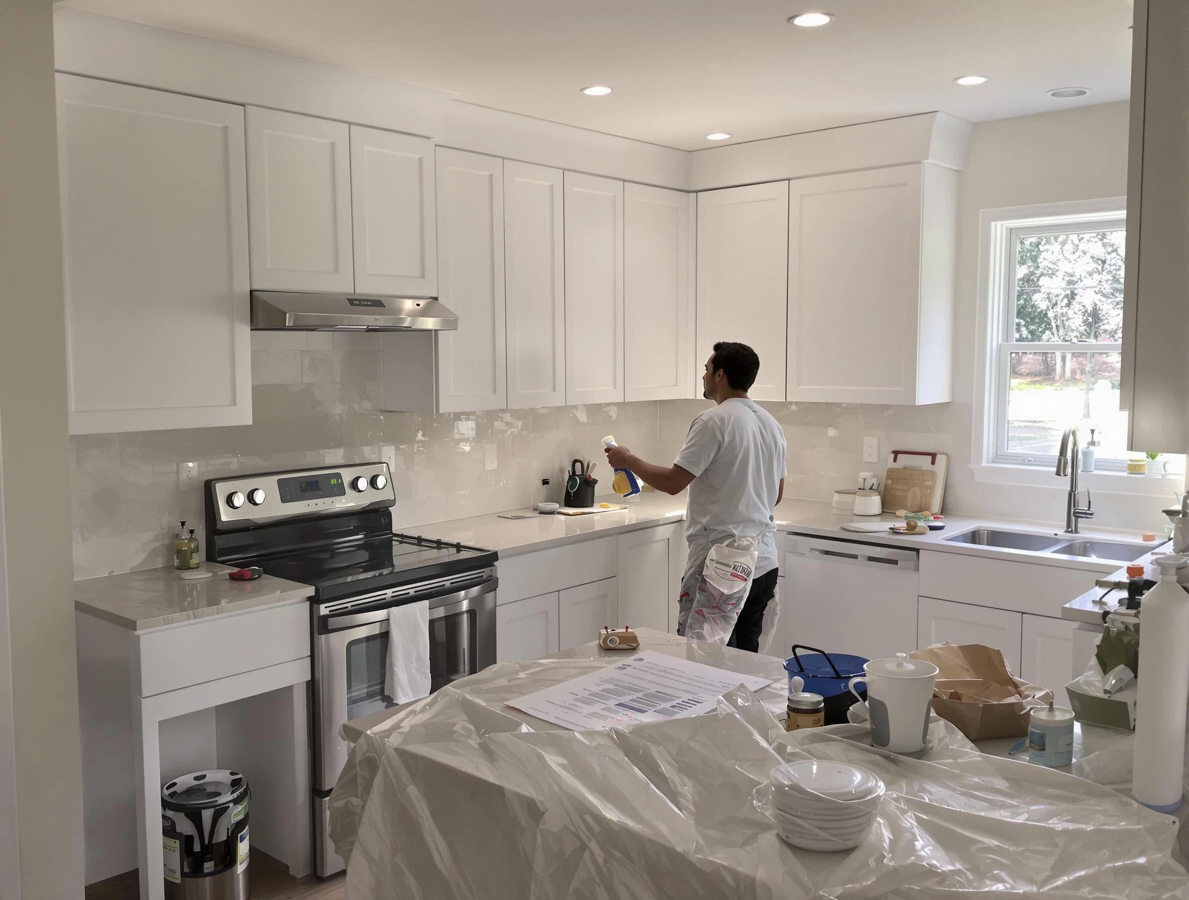 Willoughby House Painters performing detailed kitchen painting in Willoughby