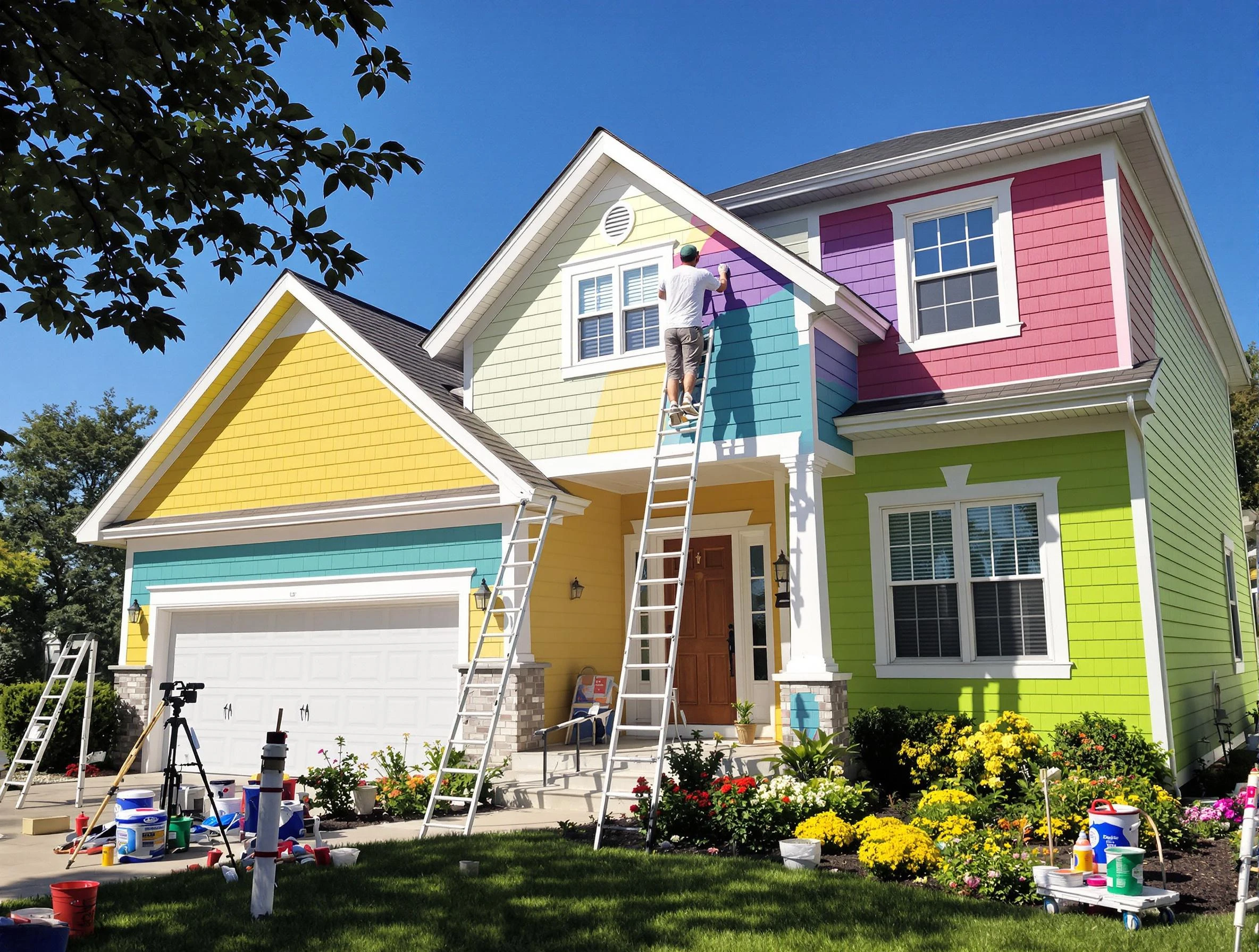 Willoughby House Painters professionals painting a home exterior in Willoughby, OH